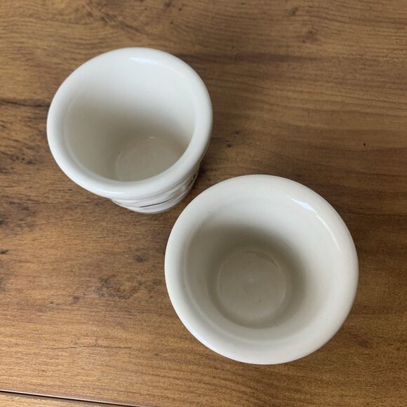 Longaberger Pottery Woven Traditions Blue Votive Cups 3" Set Of 2 - Picture 2 of 5